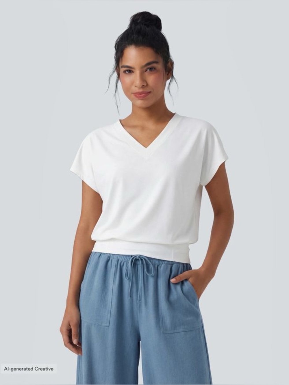 Halara V Neck Short Sleeve Oversized InstantCool Quick Dry Yoga Sports Top